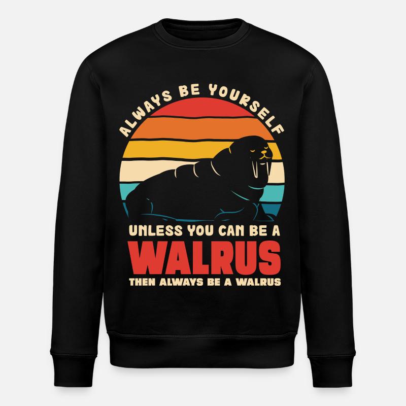 Walrus Selbstbewusstsein Retro - Stanley/Stella Unisex Bio-Sweatshirt ROLLER - Schwarz