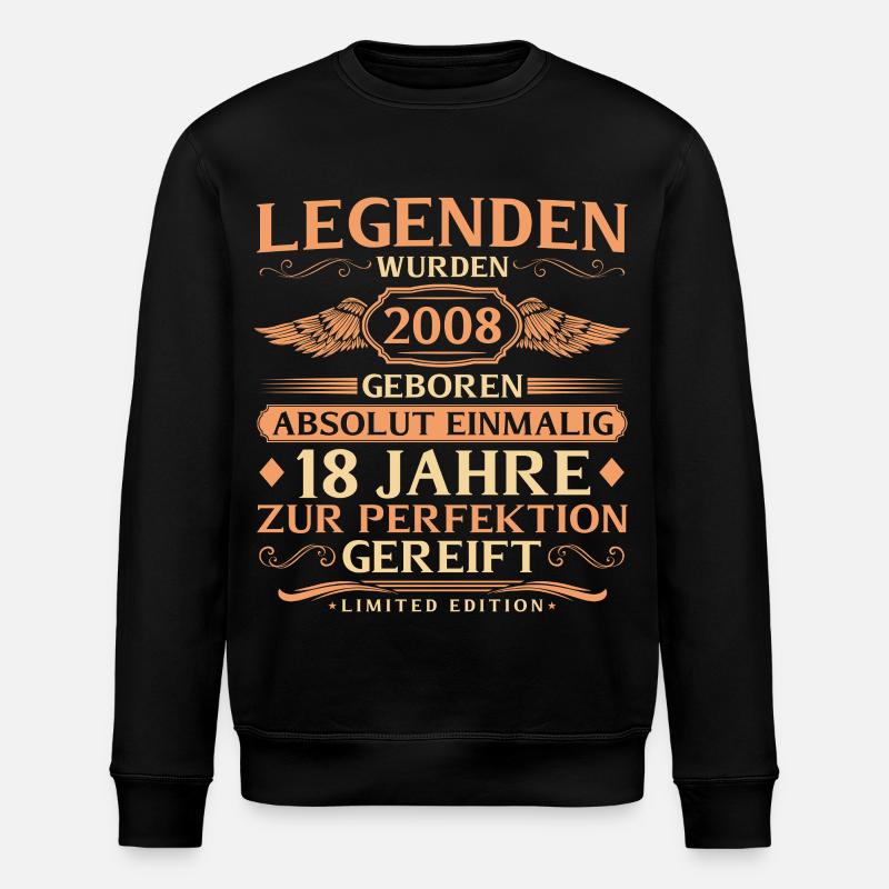 18th Birthday Absolutely Unique - Vintage 2008 - Stanley/Stella ROLLER Unisex Organic Sweatshirt - black