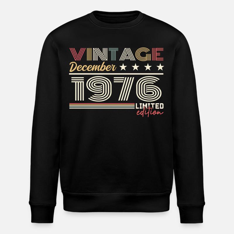 December 1976 Gift - Stanley/Stella ROLLER Unisex Organic Sweatshirt - black
