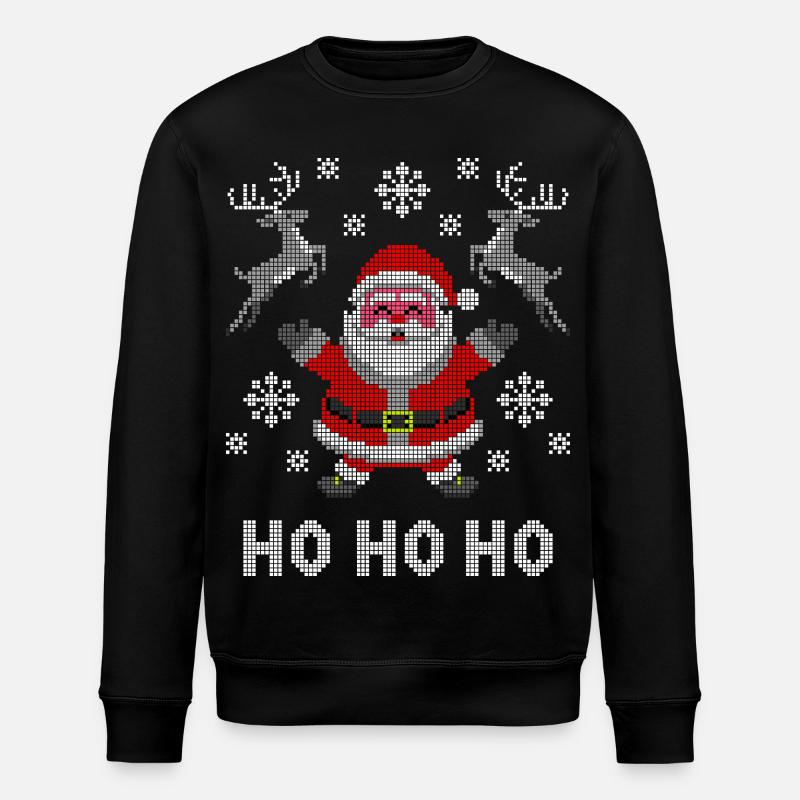 Pixel Père Noël Renne Neige - Sweat bio ROLLER Stanley/Stella Unisexe - noir