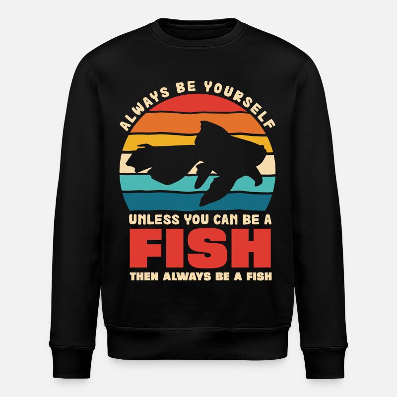 Fish Be Yourself Retro Sunset - Stanley/Stella ROLLER Unisex Organic Sweatshirt - black