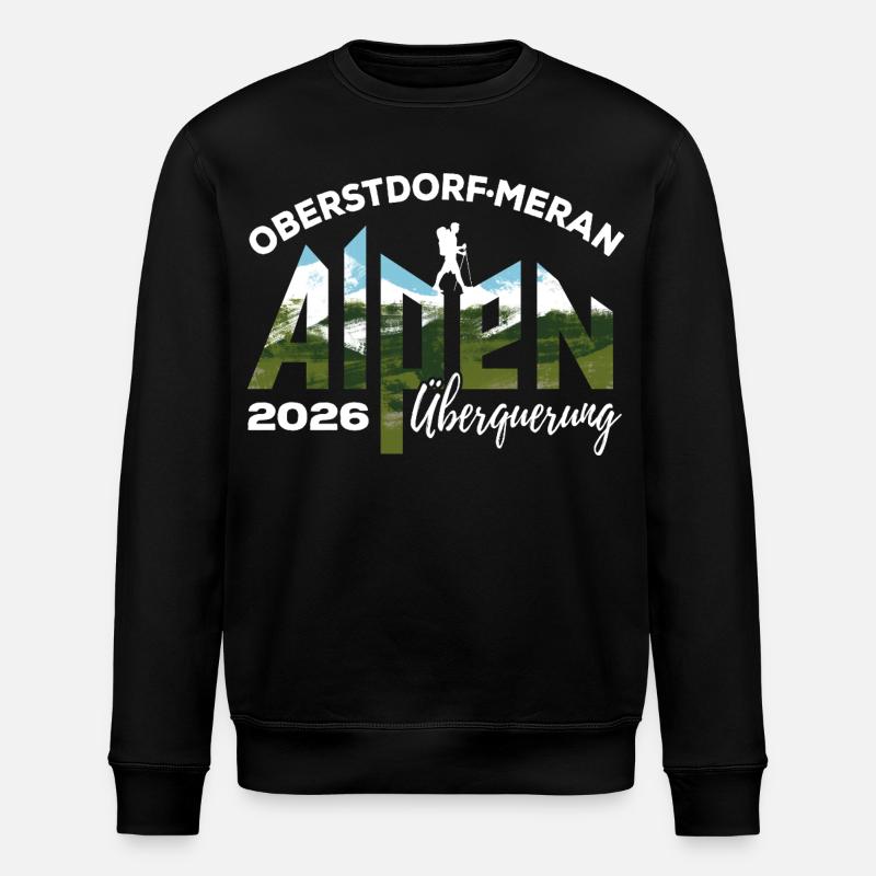 Alpenüberquerung 2026, Oberstdorf Meran, Wandern - Stanley/Stella Unisex Bio-Sweatshirt ROLLER - Schwarz