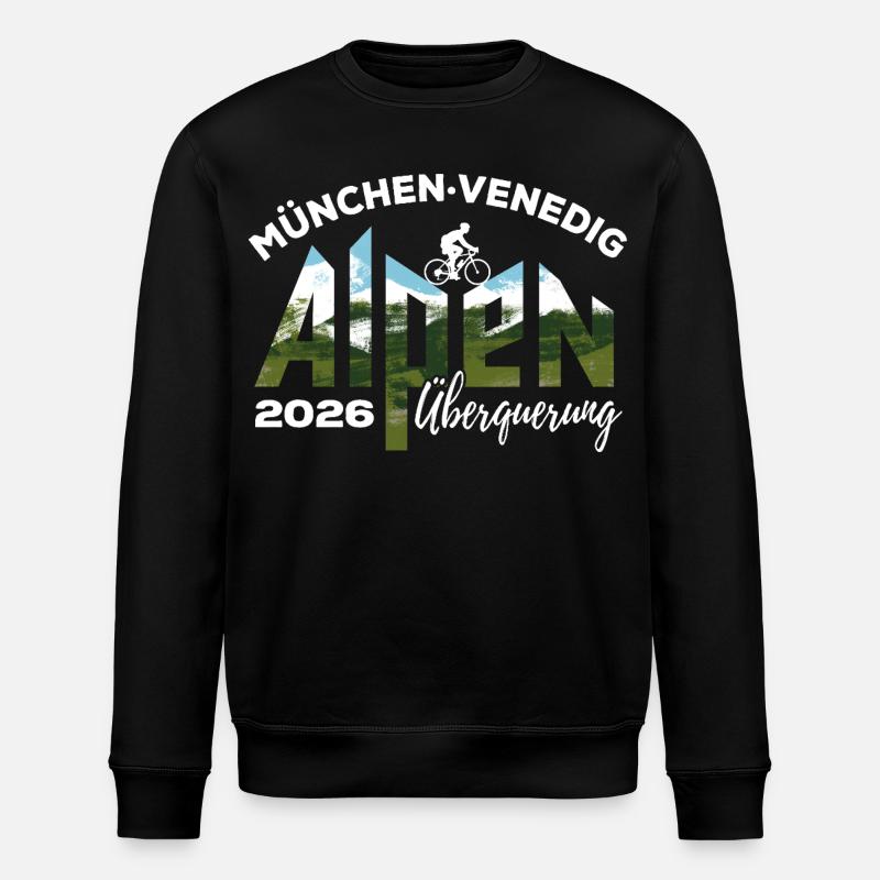 Alpenüberquerung 2026 München Venedig, Fahrrad - Stanley/Stella Unisex Bio-Sweatshirt ROLLER - Schwarz