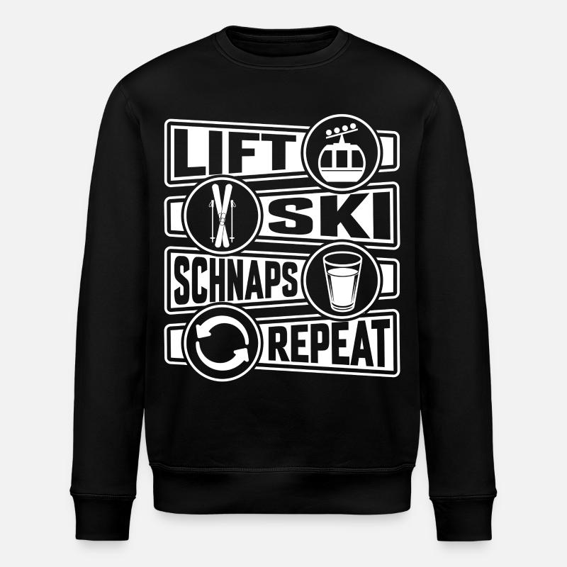 Lift Ski Schnaps Repeat Apres Ski - Stanley/Stella Unisex Bio-Sweatshirt ROLLER - Schwarz