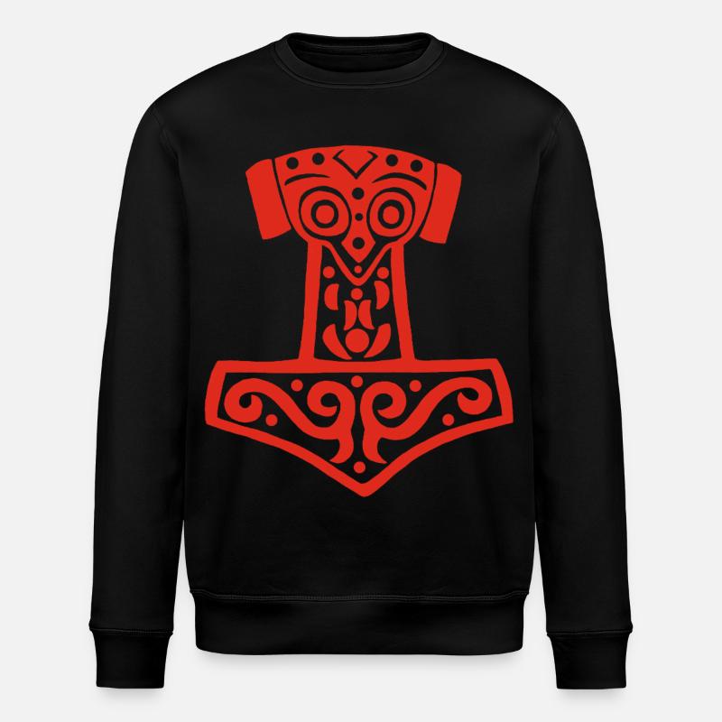 Thors Hammer (Rot) - Stanley/Stella Unisex Bio-Sweatshirt ROLLER - Schwarz