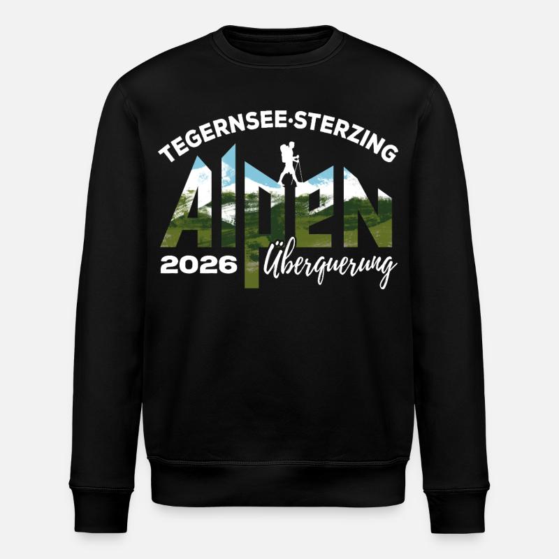 Alpenüberquerung 2026 Tegernsee Sterzing Wandern - Stanley/Stella Unisex Bio-Sweatshirt ROLLER - Schwarz