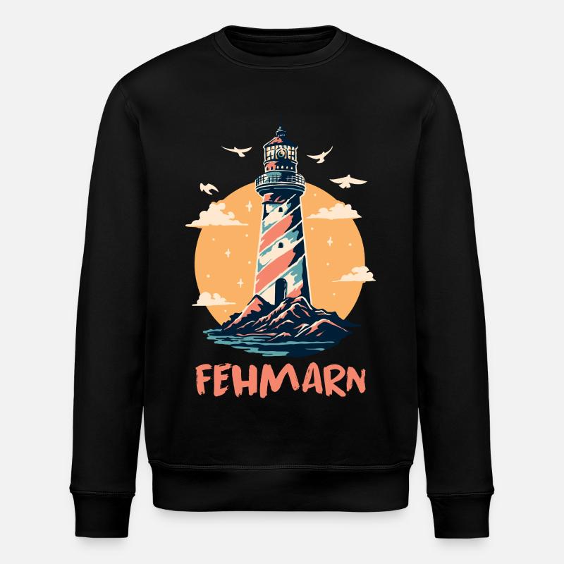 Baltic Sea Holiday FEHMARN Lighthouse Fun - Stanley/Stella ROLLER Unisex Organic Sweatshirt - black