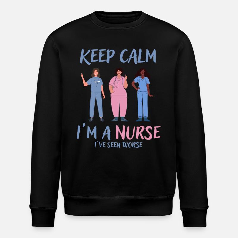 Bleib ruhig, ich bin Krankenschwester - Stanley/Stella Unisex Bio-Sweatshirt ROLLER - Schwarz