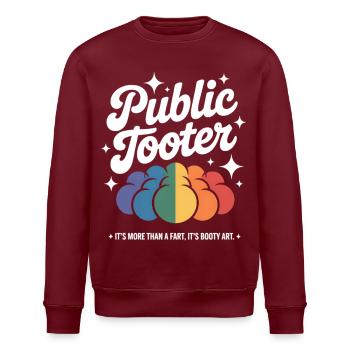 Buntes Poop Kunstwerk - Stanley/Stella Unisex Bio-Sweatshirt ROLLER - Burgunderrot - Vorne - Nik (191cm)