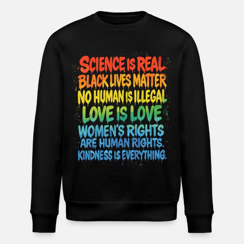 Rainbow Statement – Human Rights Pride - Stanley/Stella ROLLER Unisex Organic Sweatshirt - black