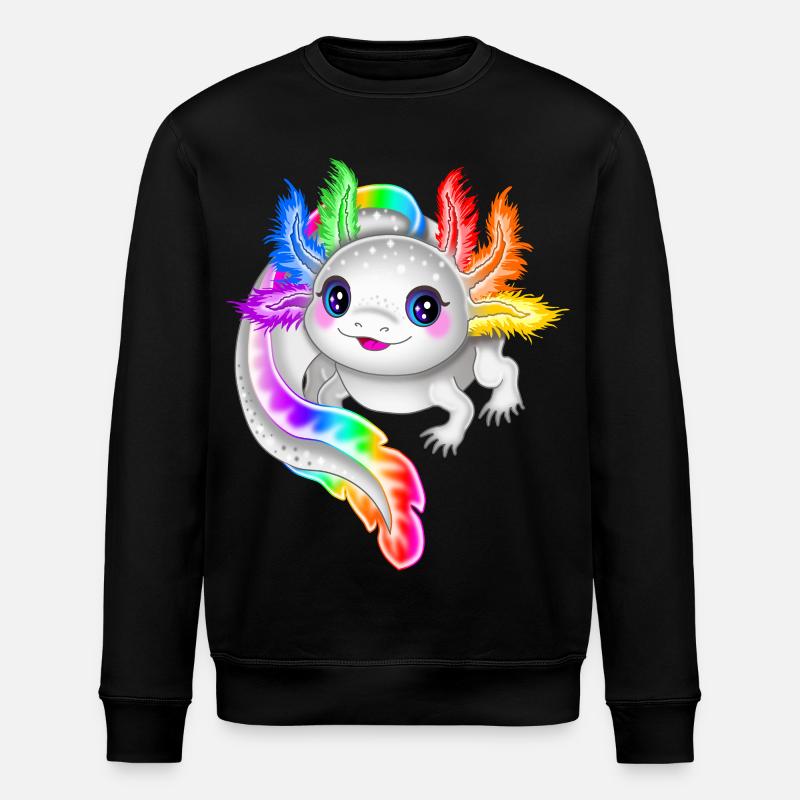 Regenbogen bunter Axolotl - Stanley/Stella Unisex Bio-Sweatshirt ROLLER - Schwarz