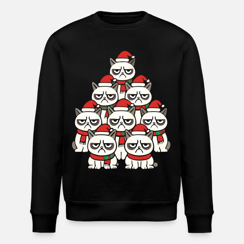 Grumpy Christmas Cats – Lustiges Katzen - Stanley/Stella ROLLER Unisex Organic Sweatshirt - black