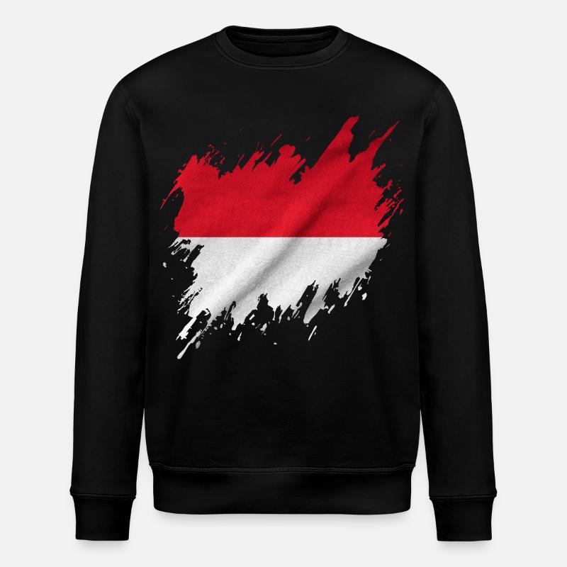 Drapeau indonésien, style déchiré - Sweat bio ROLLER Stanley/Stella Unisexe - noir