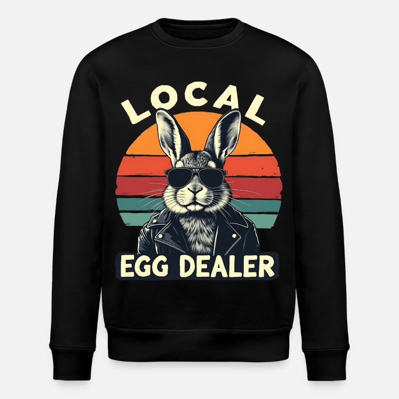 marchand d’œufs local lapin rétro - Sweat bio ROLLER Stanley/Stella Unisexe - noir