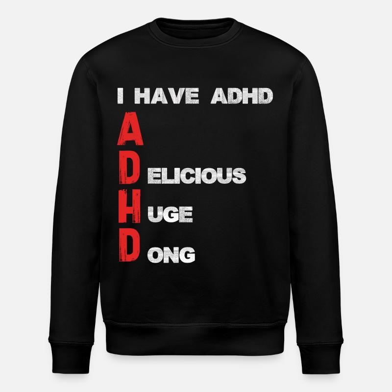 ADHD Lettering Vertical Accents - Stanley/Stella ROLLER Unisex Organic Sweatshirt - black
