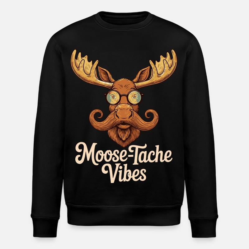Dyrehumor, Elg, Vits, Bart - Stanley/Stella ROLLER økologisk unisex-sweatshirt - svart