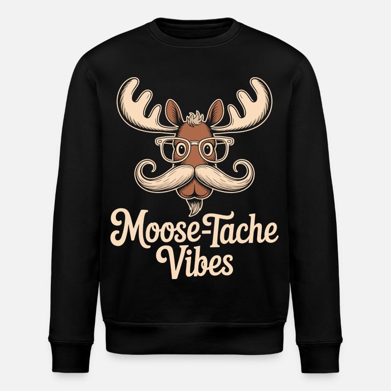 Humour Animal Élan Blague Moustache - Sweat bio ROLLER Stanley/Stella Unisexe - noir