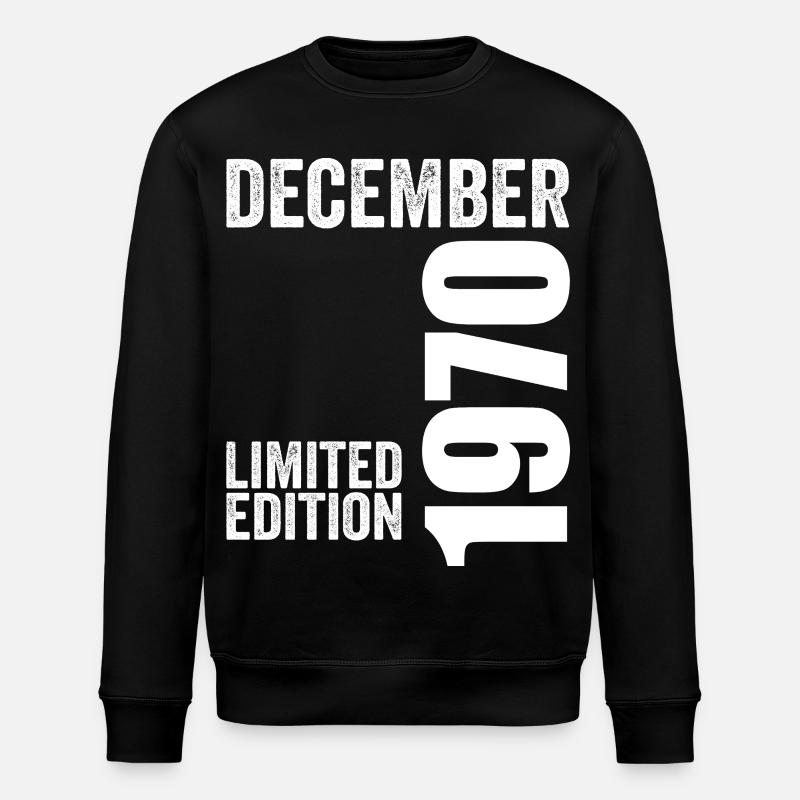 Retro Birthday Gift - December 1970 - Stanley/Stella ROLLER Unisex Organic Sweatshirt - black
