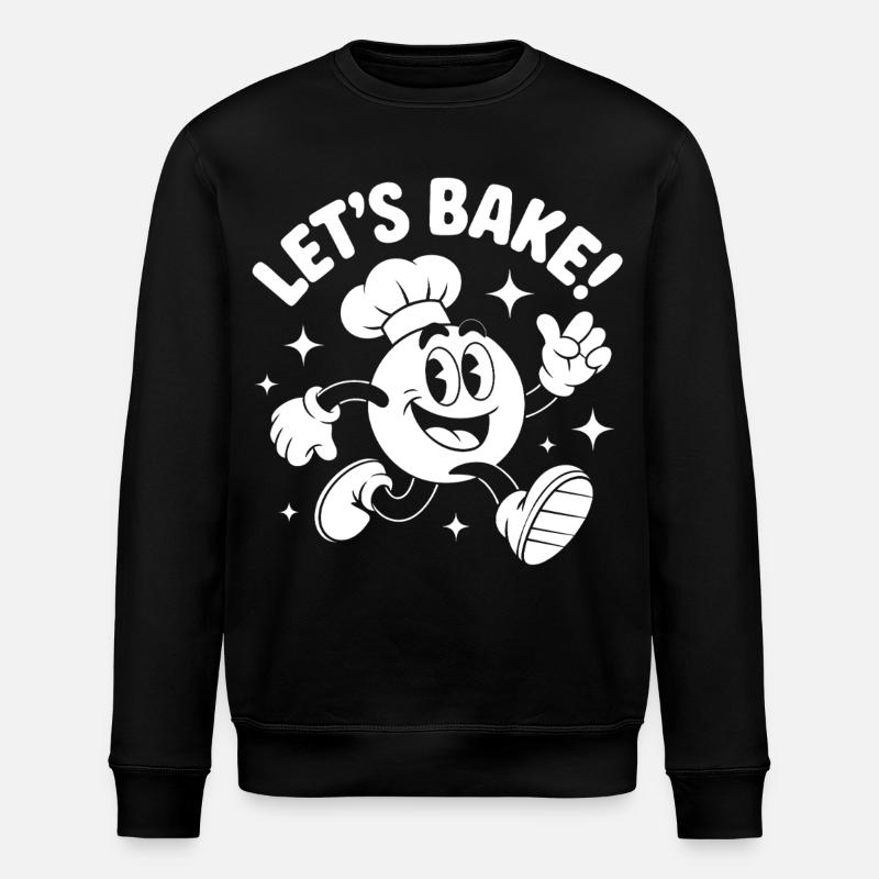 Baking with cheerful cartoon baker - Stanley/Stella ROLLER Unisex Organic Sweatshirt - black