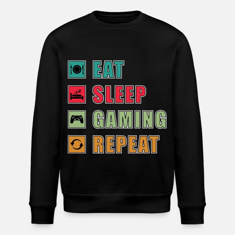 Eat Sleep Gaming Repeat Design - Stanley/Stella Unisex Bio-Sweatshirt ROLLER - Schwarz