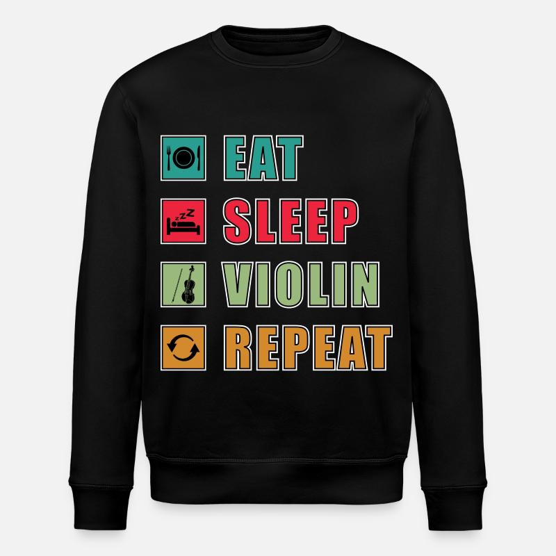 Eat Sleep Violin Repeat Grafik - Stanley/Stella Unisex Bio-Sweatshirt ROLLER - Schwarz