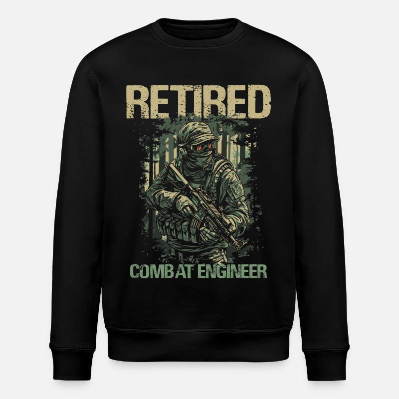 Calm Combat Engineer Illustration - Stanley/Stella ROLLER Unisex Organic Sweatshirt - black