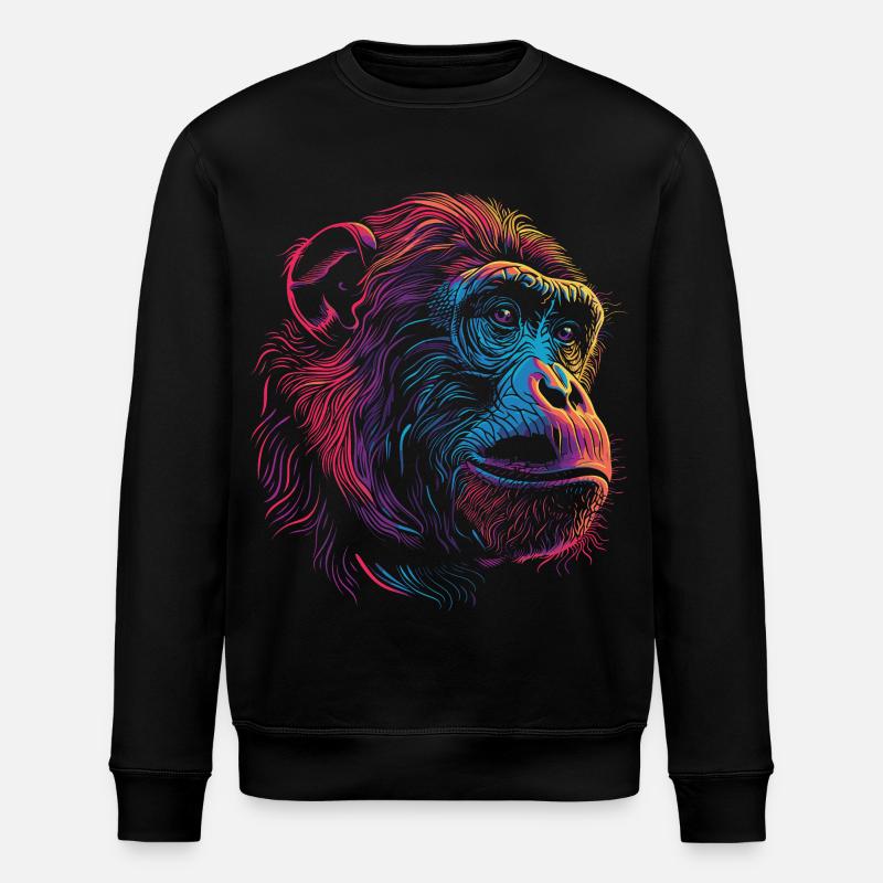 Neon Psychedelischer Affe - Stanley/Stella Unisex Bio-Sweatshirt ROLLER - Schwarz