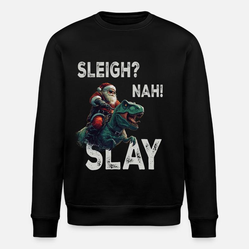 Weihnachtsmann Dino T-Rex - Stanley/Stella Unisex Bio-Sweatshirt ROLLER - Schwarz