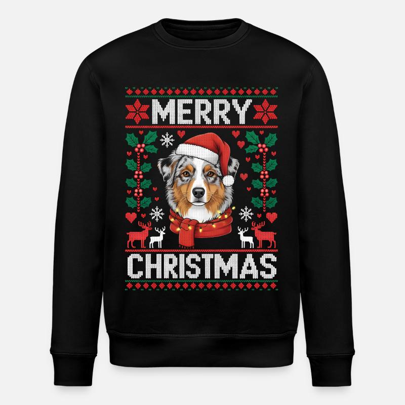 Australischer Schäferhund Weihnachten Xmas - Stanley/Stella Unisex Bio-Sweatshirt ROLLER - Schwarz