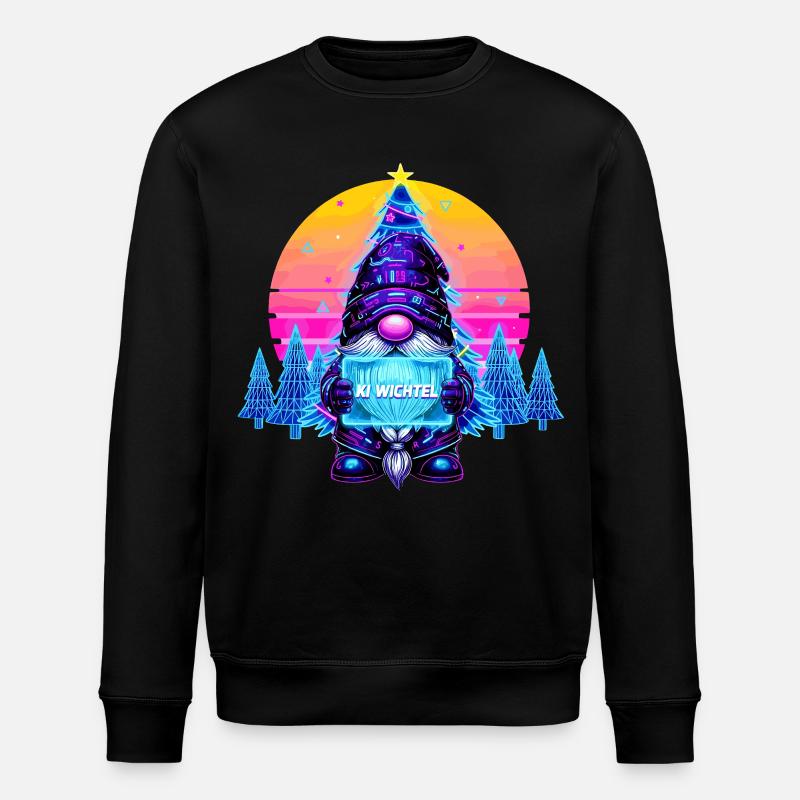 KI GNOME - Synthwave Retrowave 80s - Stanley/Stella ROLLER Unisex Organic Sweatshirt - black