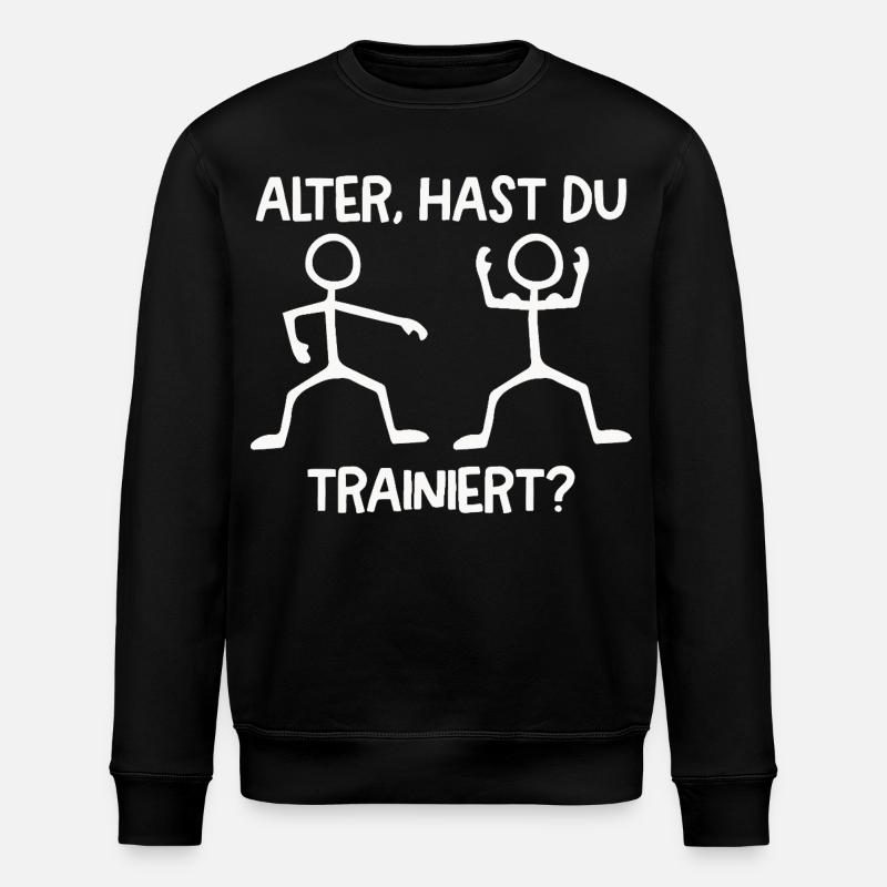 Strichmännchen HAST DU TRAINIERT Lustiges - Stanley/Stella Unisex Bio-Sweatshirt ROLLER - Schwarz