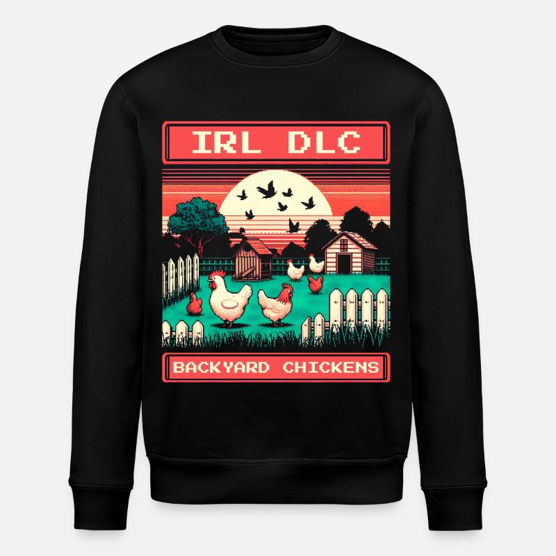 IRL DLC | Hühner im Garten - Stanley/Stella Unisex Bio-Sweatshirt ROLLER - Schwarz
