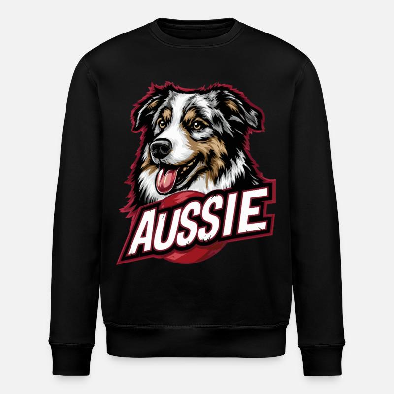 Aussie Dog Design – Australian Shepherd Fan - Stanley/Stella ROLLER Unisex Organic Sweatshirt - black