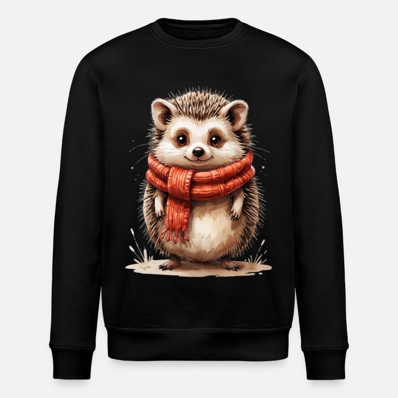 Hérisson d’hiver avec écharpe rouge - Sweat bio ROLLER Stanley/Stella Unisexe - noir
