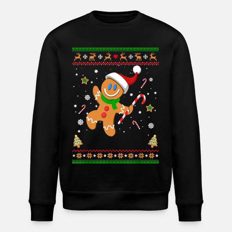 Hässliches Weihnachtspullover Lebkuchenmann Lustiges Geschenk - Stanley/Stella Unisex Bio-Sweatshirt ROLLER - Schwarz