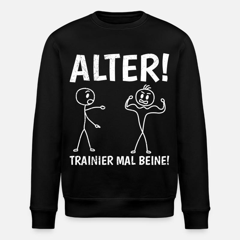 Strichmännchen TRAINIER MAL BEINE Lustiges - Stanley/Stella Unisex Bio-Sweatshirt ROLLER - Schwarz