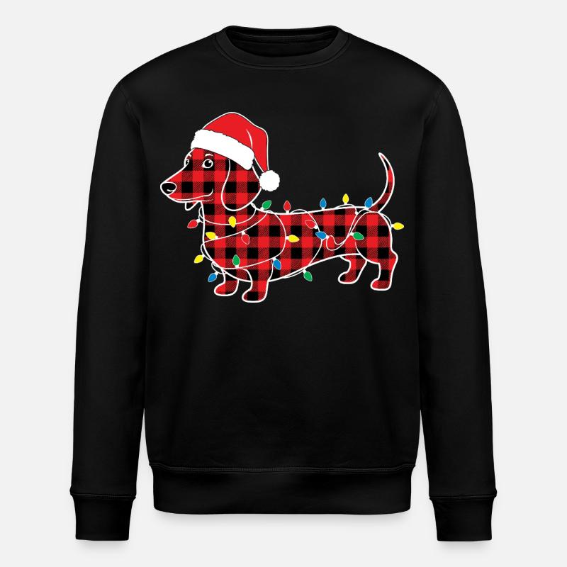 Chien Teckel Noël Plaid Rouge Carreaux - Sweat bio ROLLER Stanley/Stella Unisexe - noir
