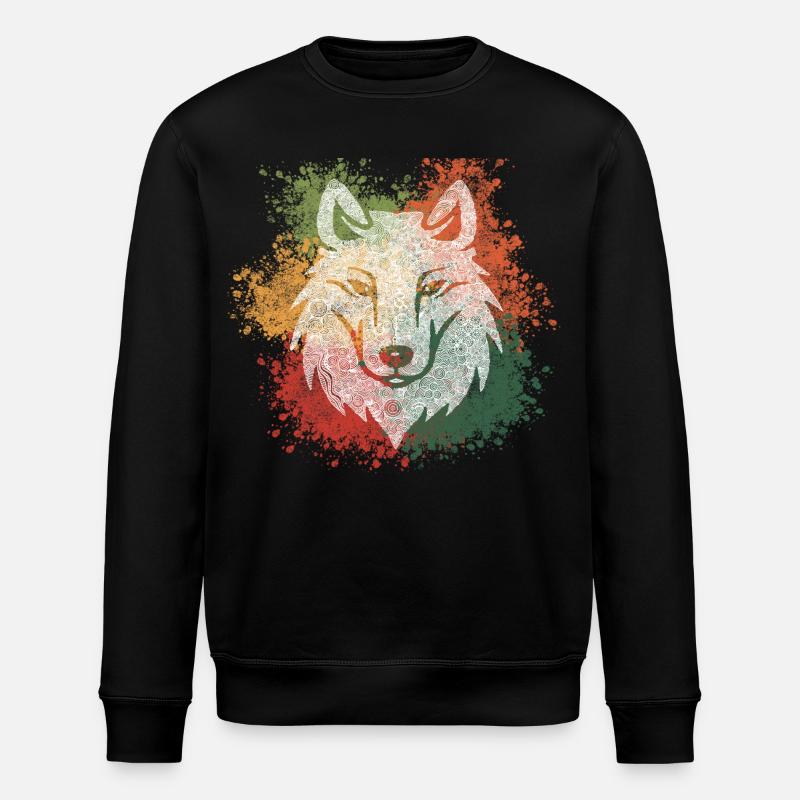 Zentangle Wolf - Stanley/Stella Unisex Bio-Sweatshirt ROLLER - Schwarz