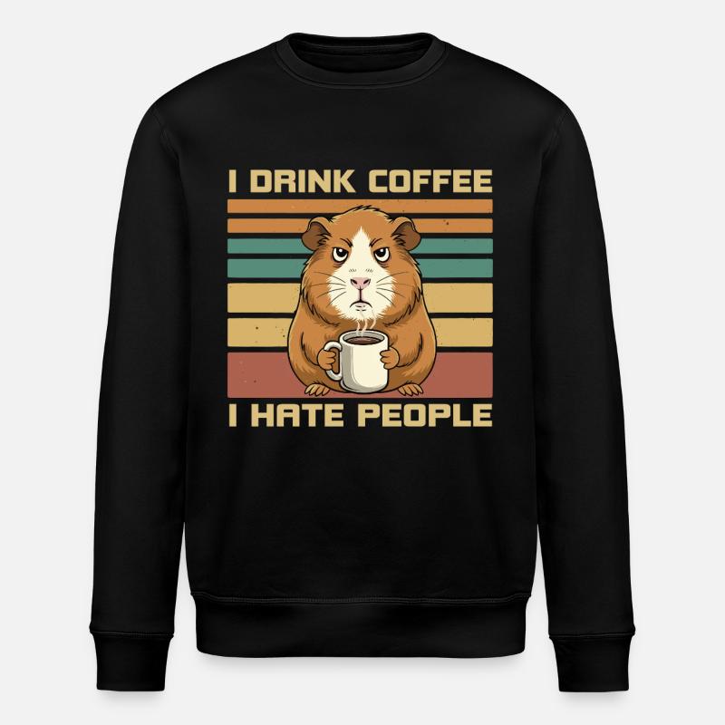 Zitat des grummeligen Meerschweinchen-Kaffees - Stanley/Stella Unisex Bio-Sweatshirt ROLLER - Schwarz