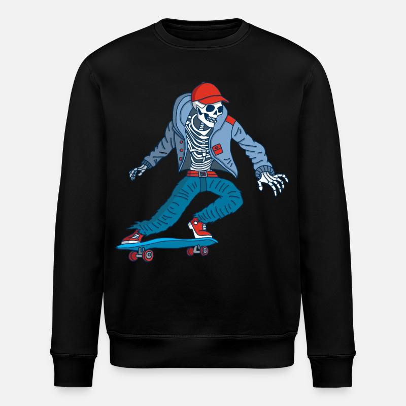 Skeleton on skateboard - Stanley/Stella ROLLER Unisex Organic Sweatshirt - black