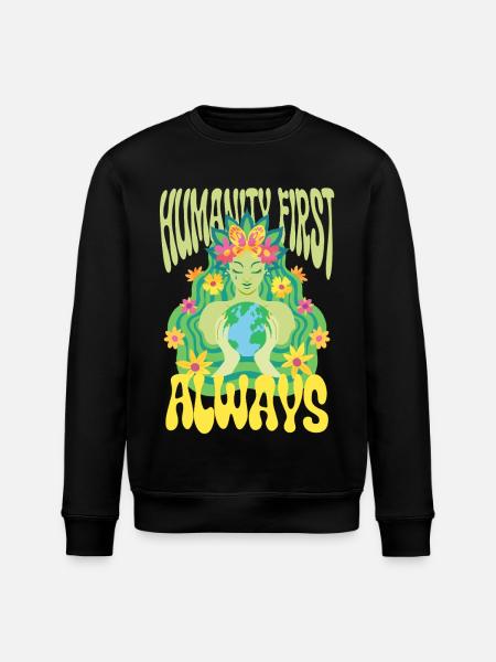 Menschlichkeit Equality Humanity First Always - Stanley/Stella ROLLER Unisex Organic Sweatshirt - black
