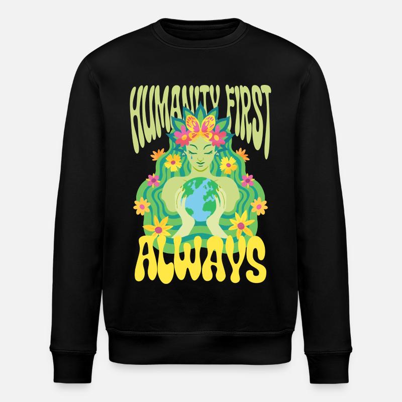 Menschlichkeit Equality Humanity First Always - Stanley/Stella Unisex Bio-Sweatshirt ROLLER - Schwarz