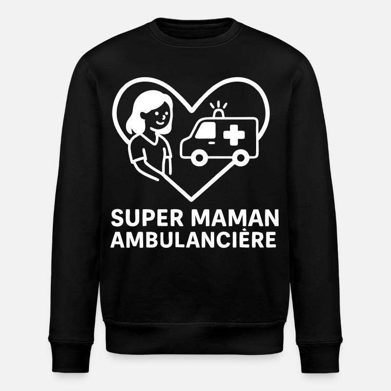 Super maman ambulancière – Cœur urgence - Sweat bio ROLLER Stanley/Stella Unisexe - noir