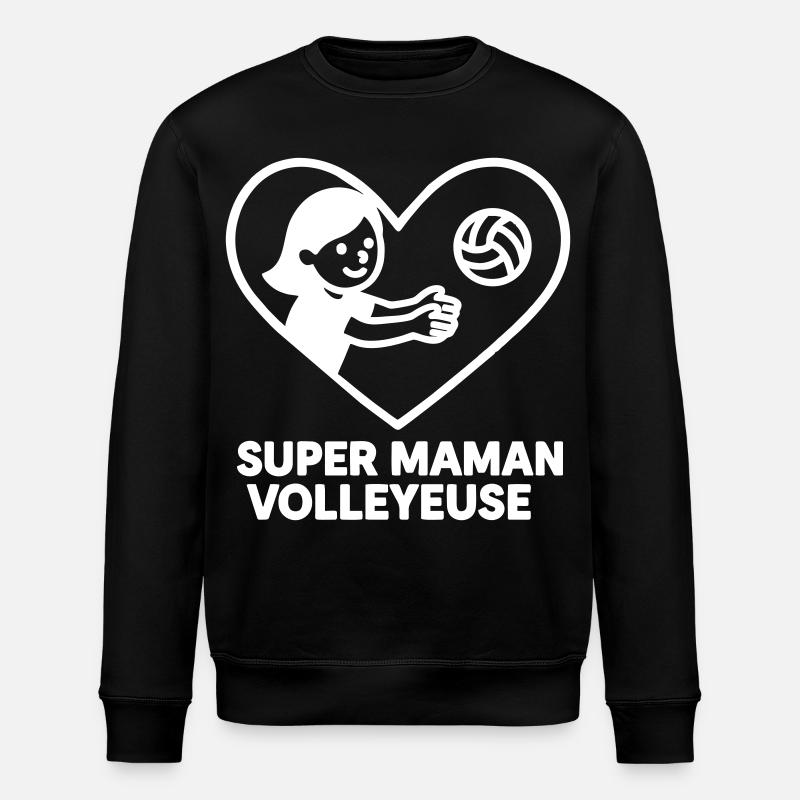 Super maman volleyeuse – Cœur volley Volleyball - Sweat bio ROLLER Stanley/Stella Unisexe - noir