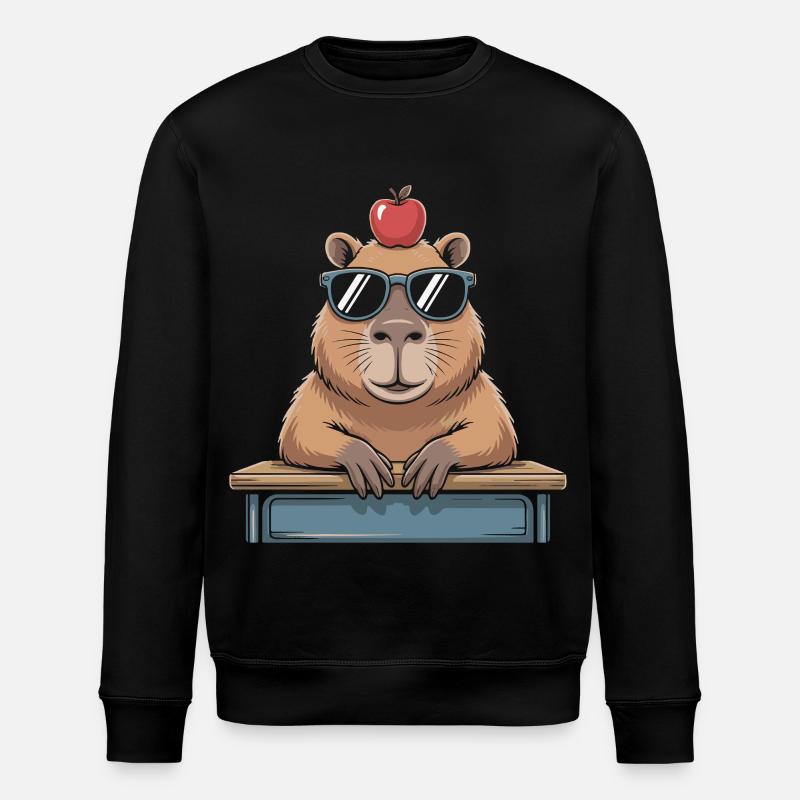 Süßes Capybara - Stanley/Stella Unisex Bio-Sweatshirt ROLLER - Schwarz