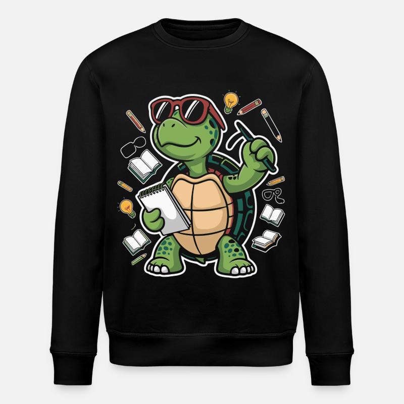 Learning turtle with pen - Stanley/Stella ROLLER Unisex Organic Sweatshirt - black