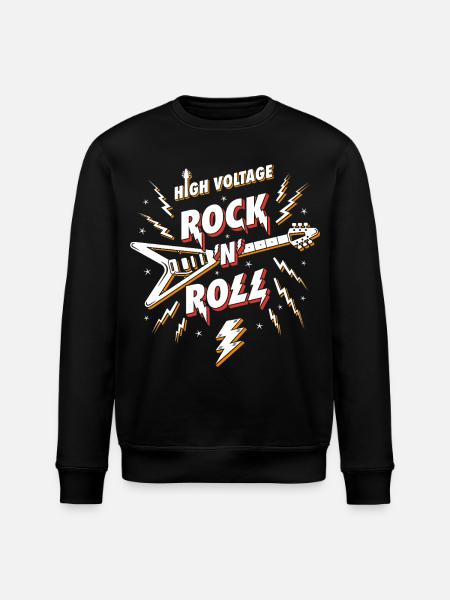 Hochspannungs-Rock'n'Roll-Gitarre - Stanley/Stella Unisex Bio-Sweatshirt ROLLER - Schwarz