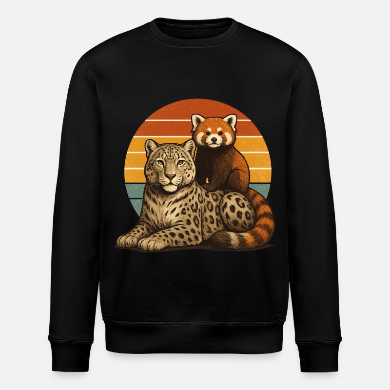 Schneeleopard Roter Panda - Stanley/Stella Unisex Bio-Sweatshirt ROLLER - Schwarz