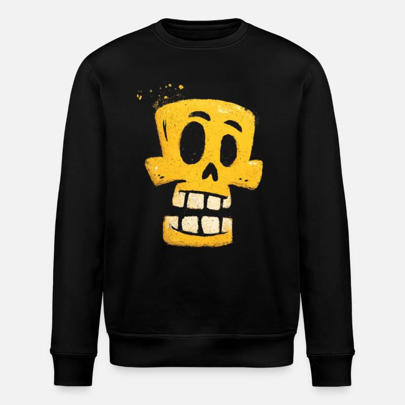 Sourire squelette jaune de graffiti - Sweat bio ROLLER Stanley/Stella Unisexe - noir