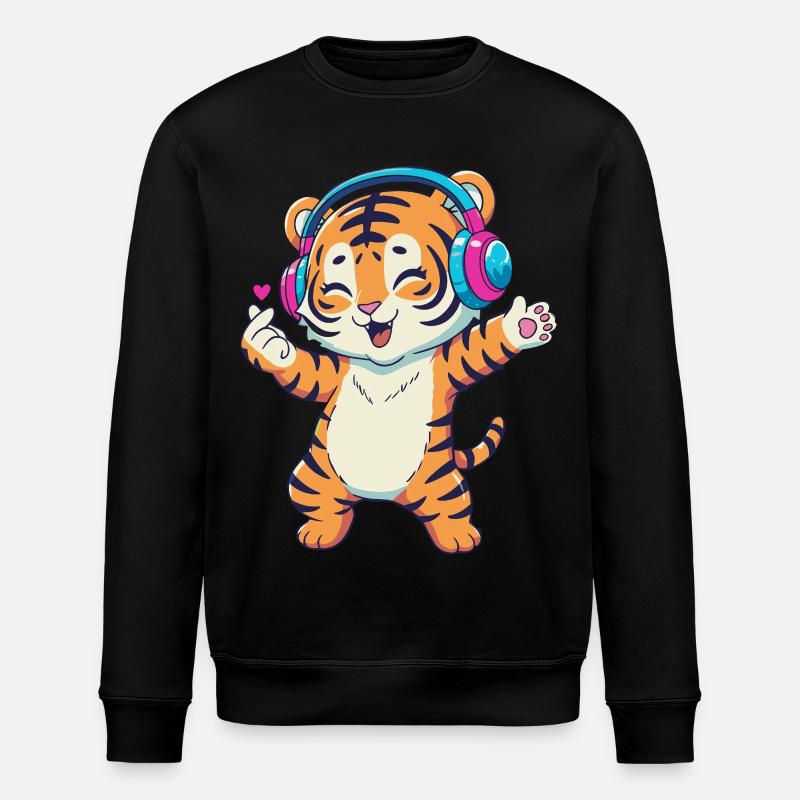 Tanzender K-Pop Tiger - Stanley/Stella Unisex Bio-Sweatshirt ROLLER - Schwarz